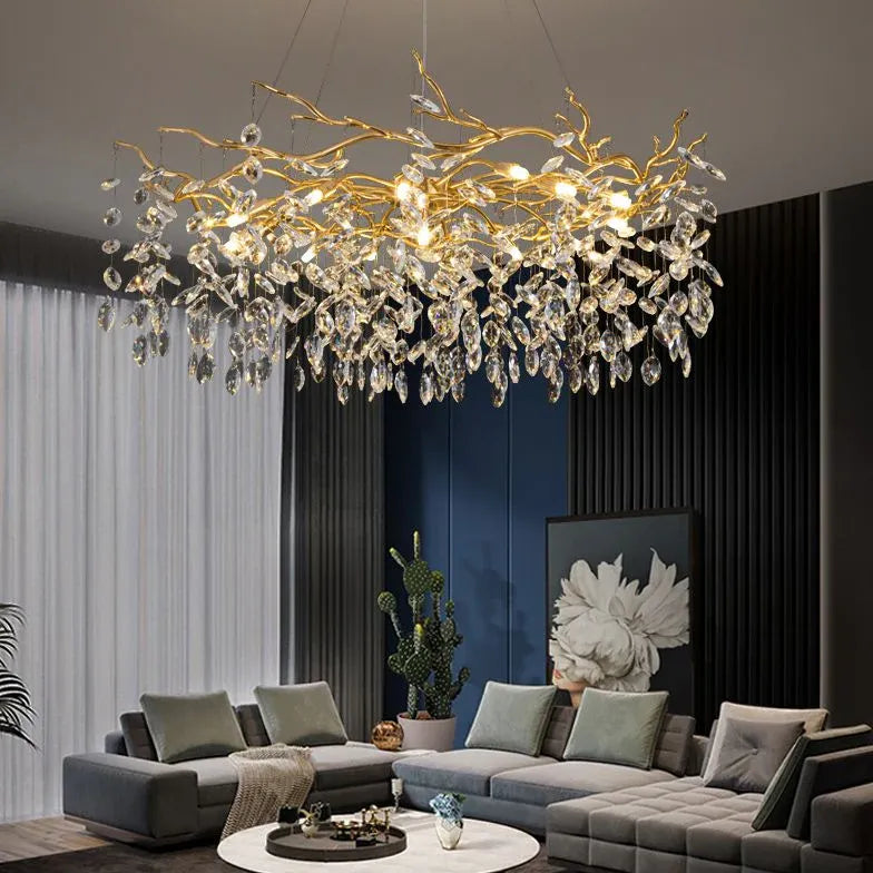 Golden Branch Shaped Luxurious Crystal Chandelier