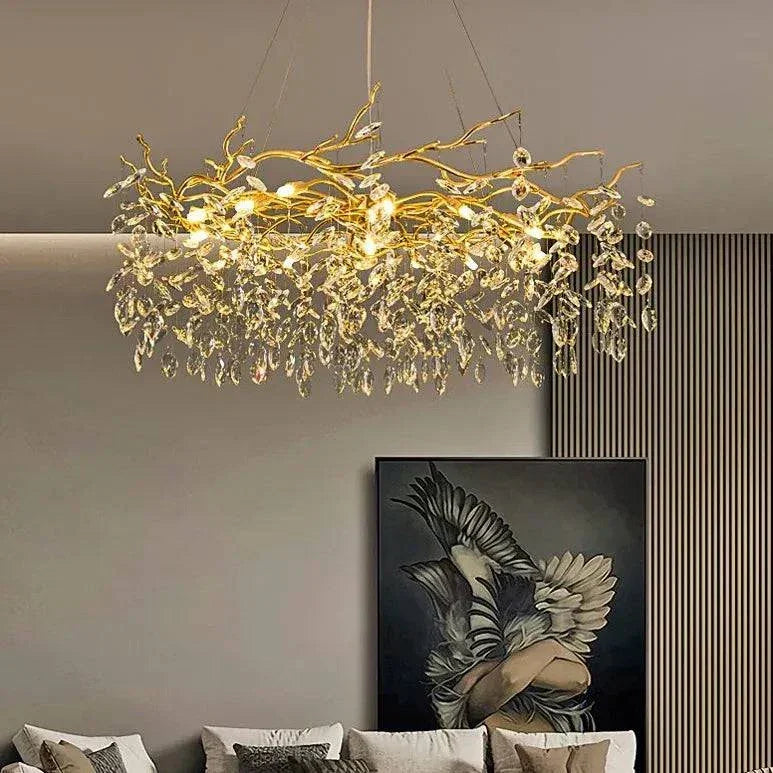 Suspension Luminaire Metal Luxe Cristal Moderne - Clowas.fr