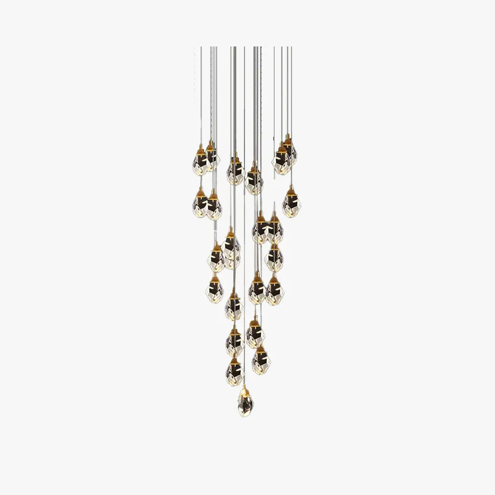 Lustre moderne pour cage d'escalier en cristal