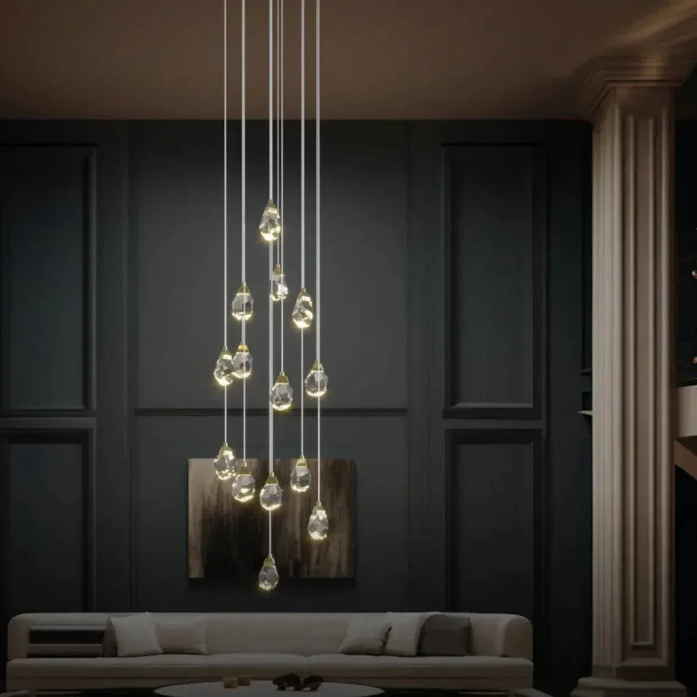 Lustre Moderne Pour Cage D'Escalier En Cristal - Clowas.fr