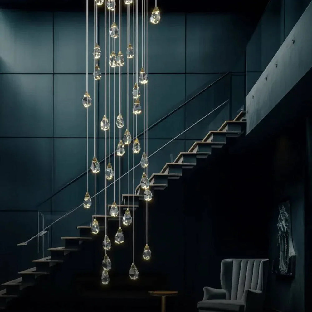 Lustre Moderne Pour Cage D'Escalier En Cristal - Clowas.fr