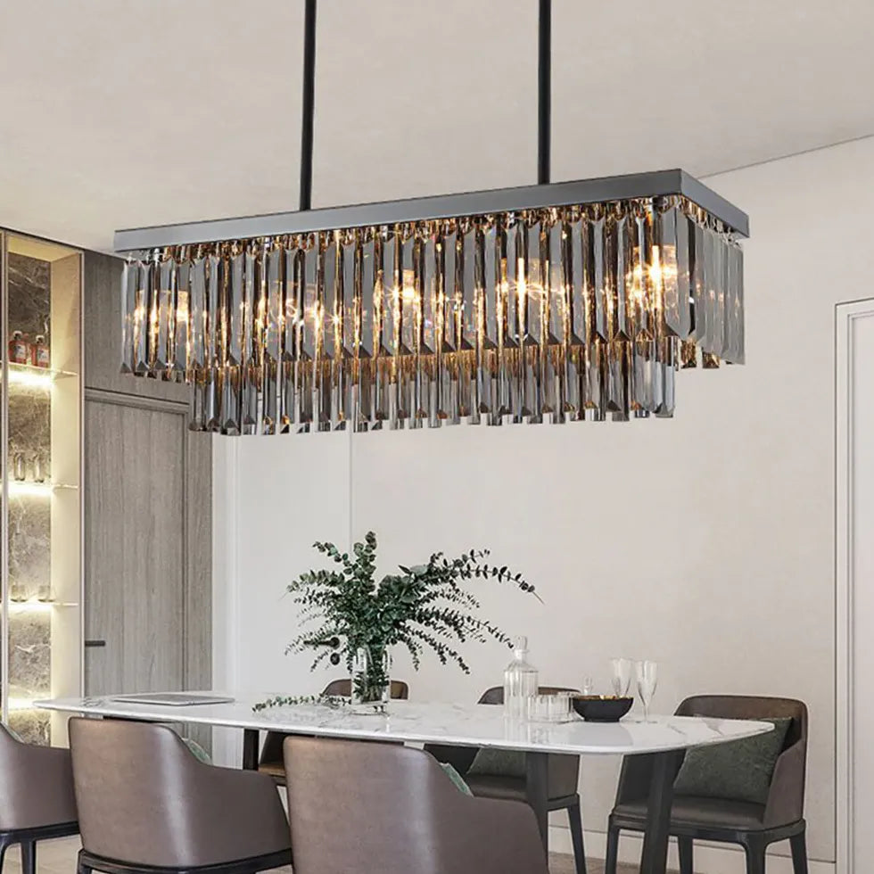 Metal Frame Black Glass Pendant Light