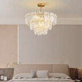 Snowflakes Multilayer Glass Gold Chandelier