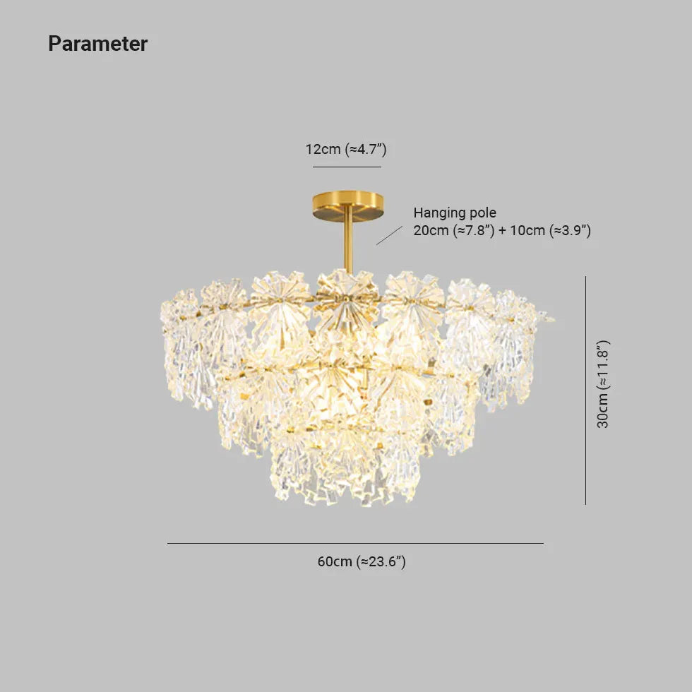 Snowflakes Multilayer Glass Gold Chandelier