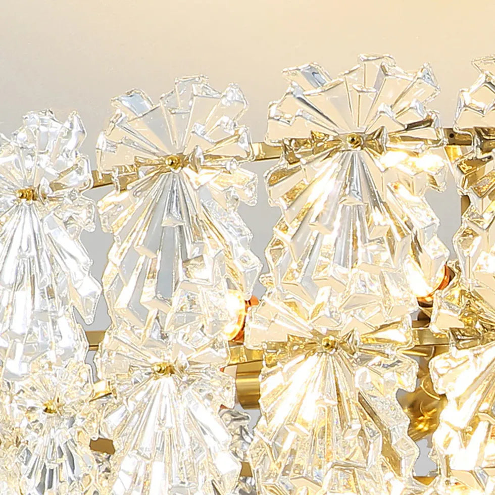 Snowflakes Multilayer Glass Gold Chandelier