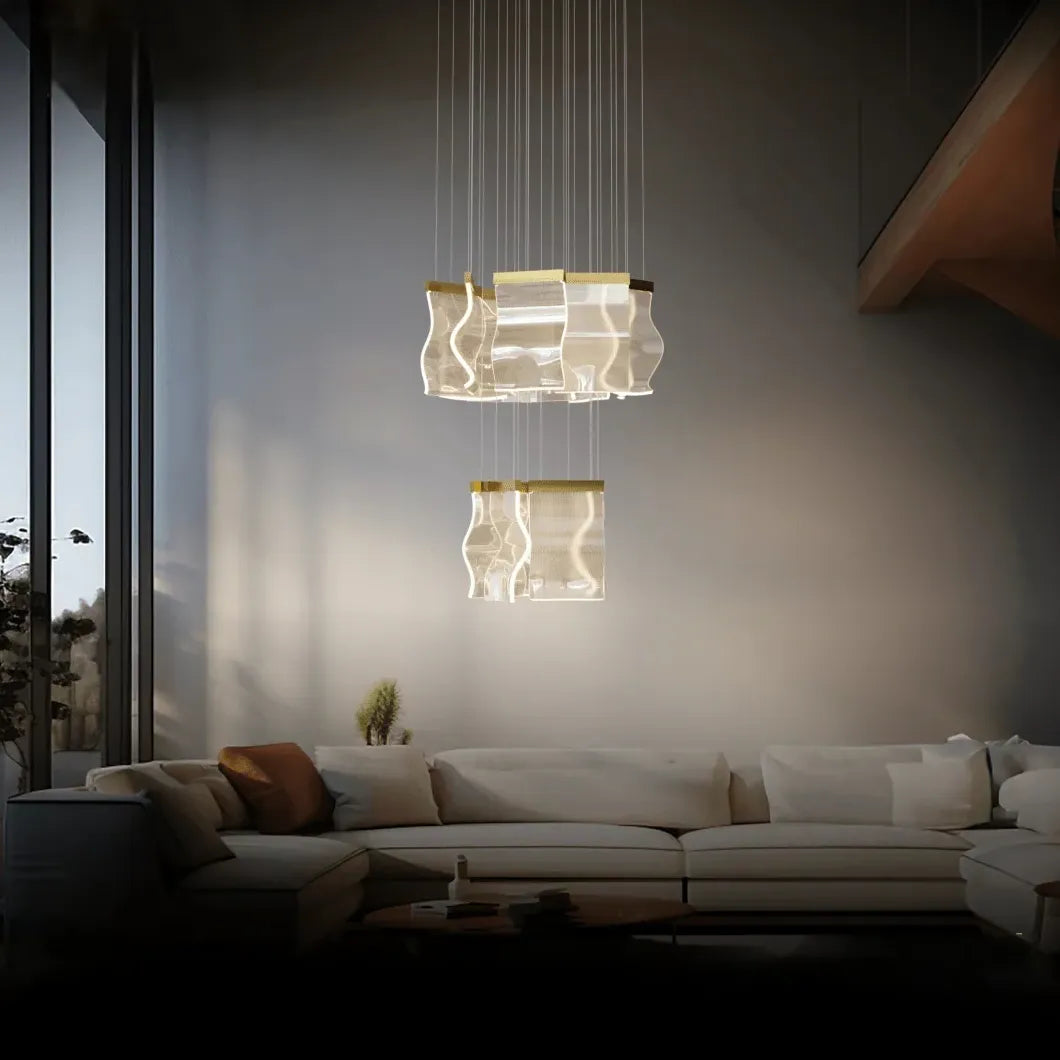 Lampe suspendue carrée moderne décalée pour salon