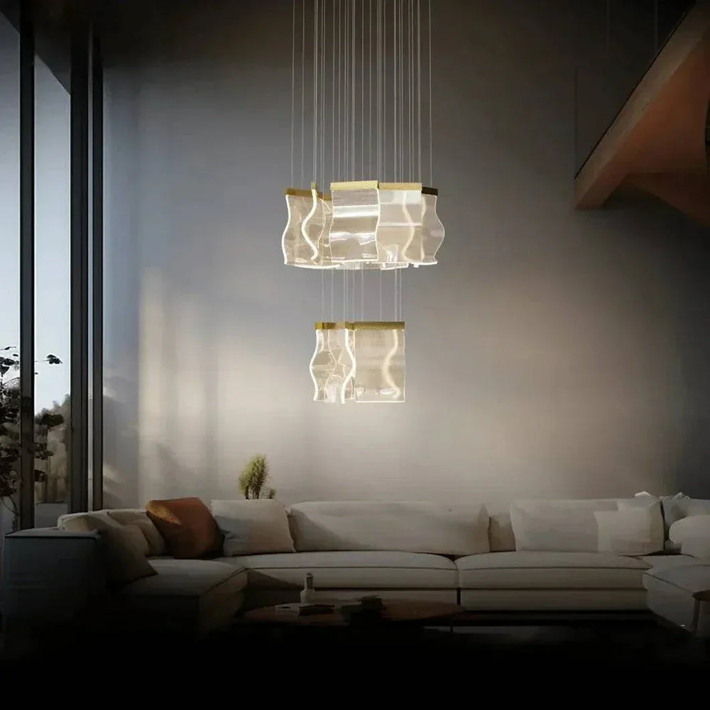 Lampe Suspendue Carrée Moderne Décalée Pour Salon - Clowas.fr