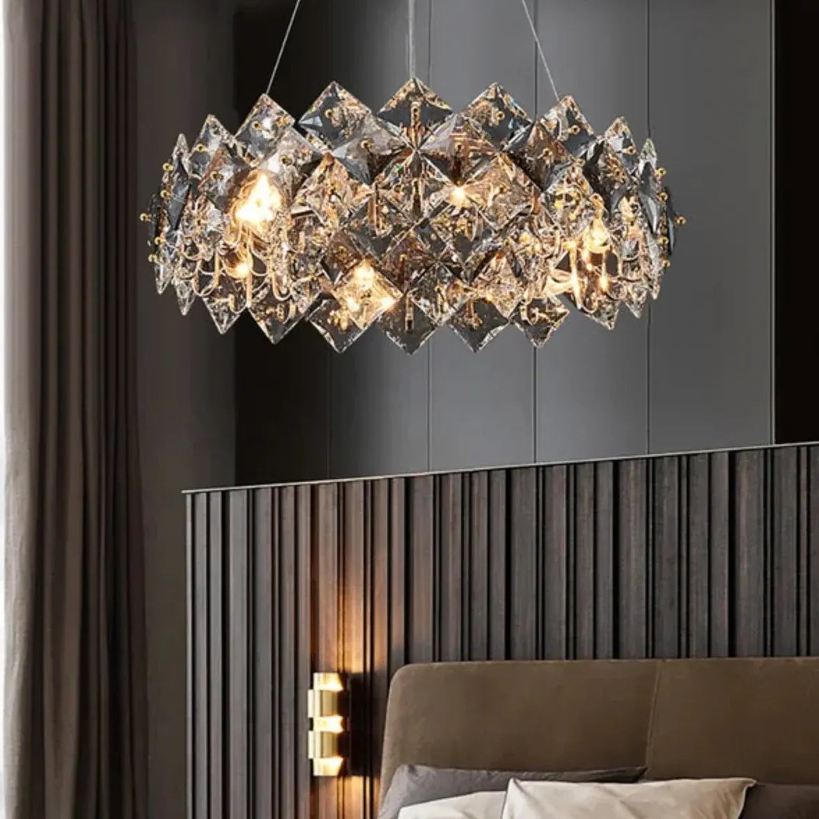 Suspension en cristal plié pour chambre moderne