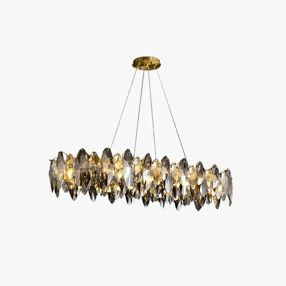 Suspension luminaire laiton cristal luxueux