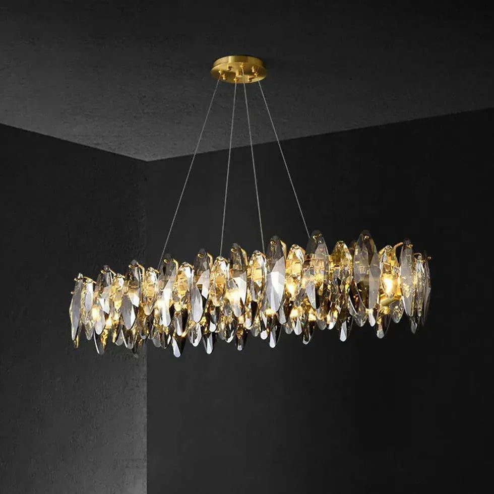 Suspension Luminaire Laiton Cristal Luxueux - Clowas.fr