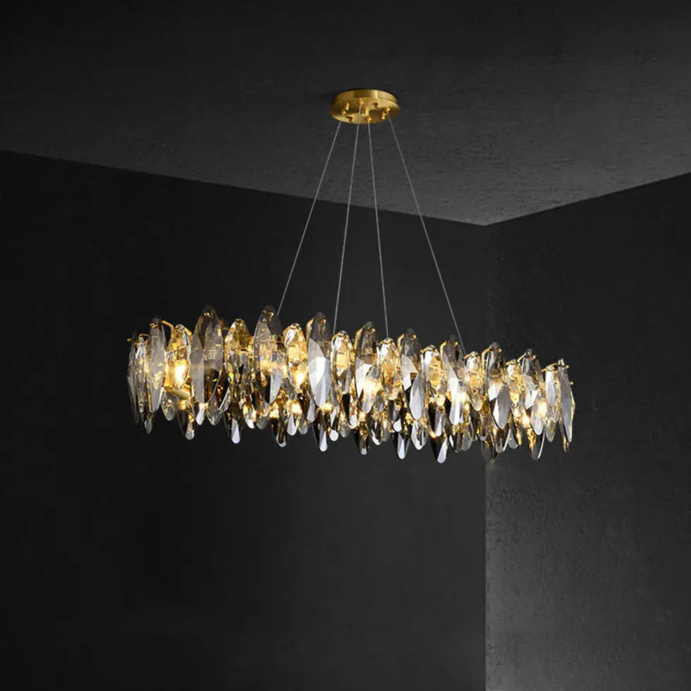 Suspension luminaire laiton cristal luxueux