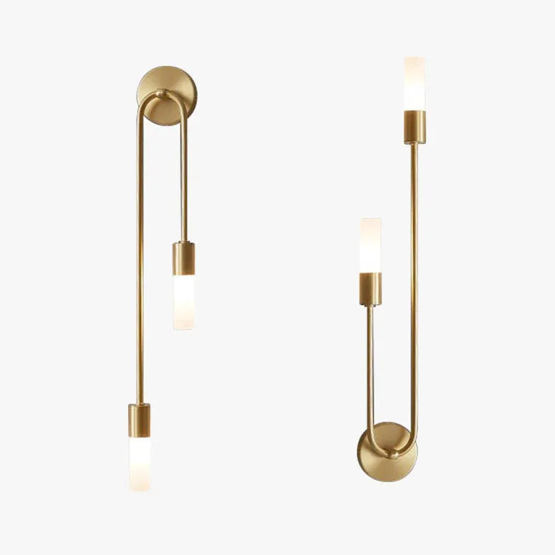 Long Rod Double Headed Gold Wall Lights