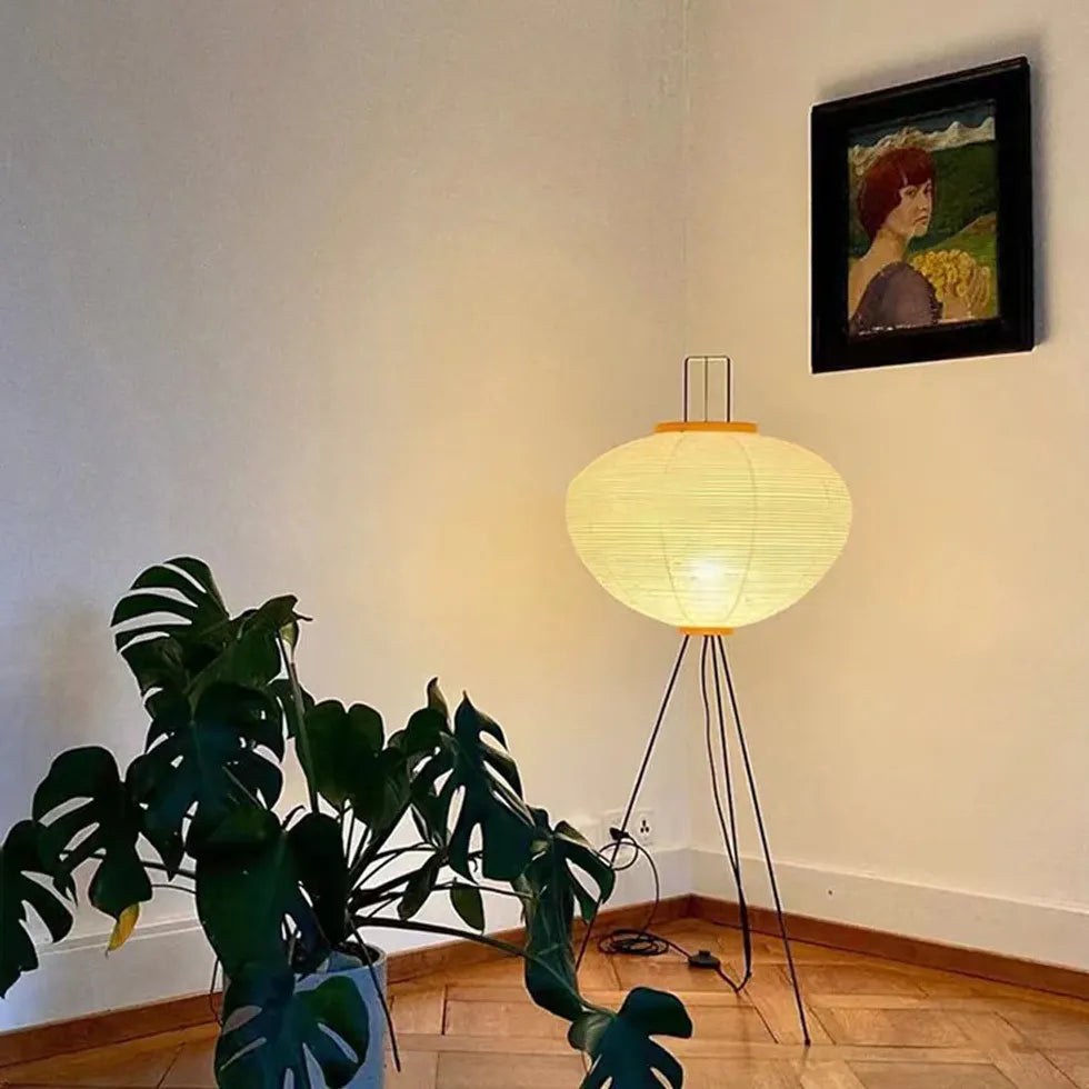 Lampadaire moderne lanterne blanche en papier