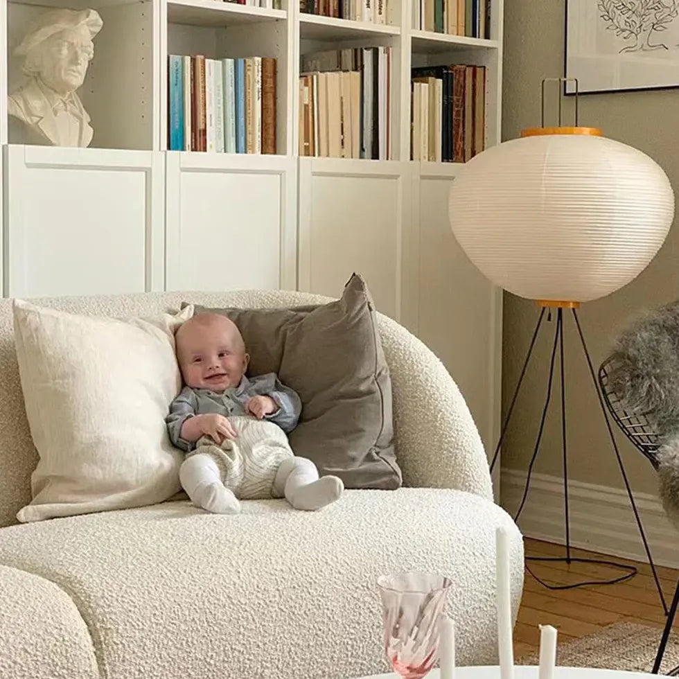 Lampadaire moderne lanterne blanche en papier