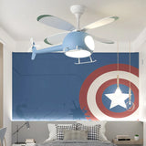 Blue Helicopter Modern Ceiling Fan With Light