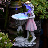 Lumière extérieure de jardin de fille de fée rose