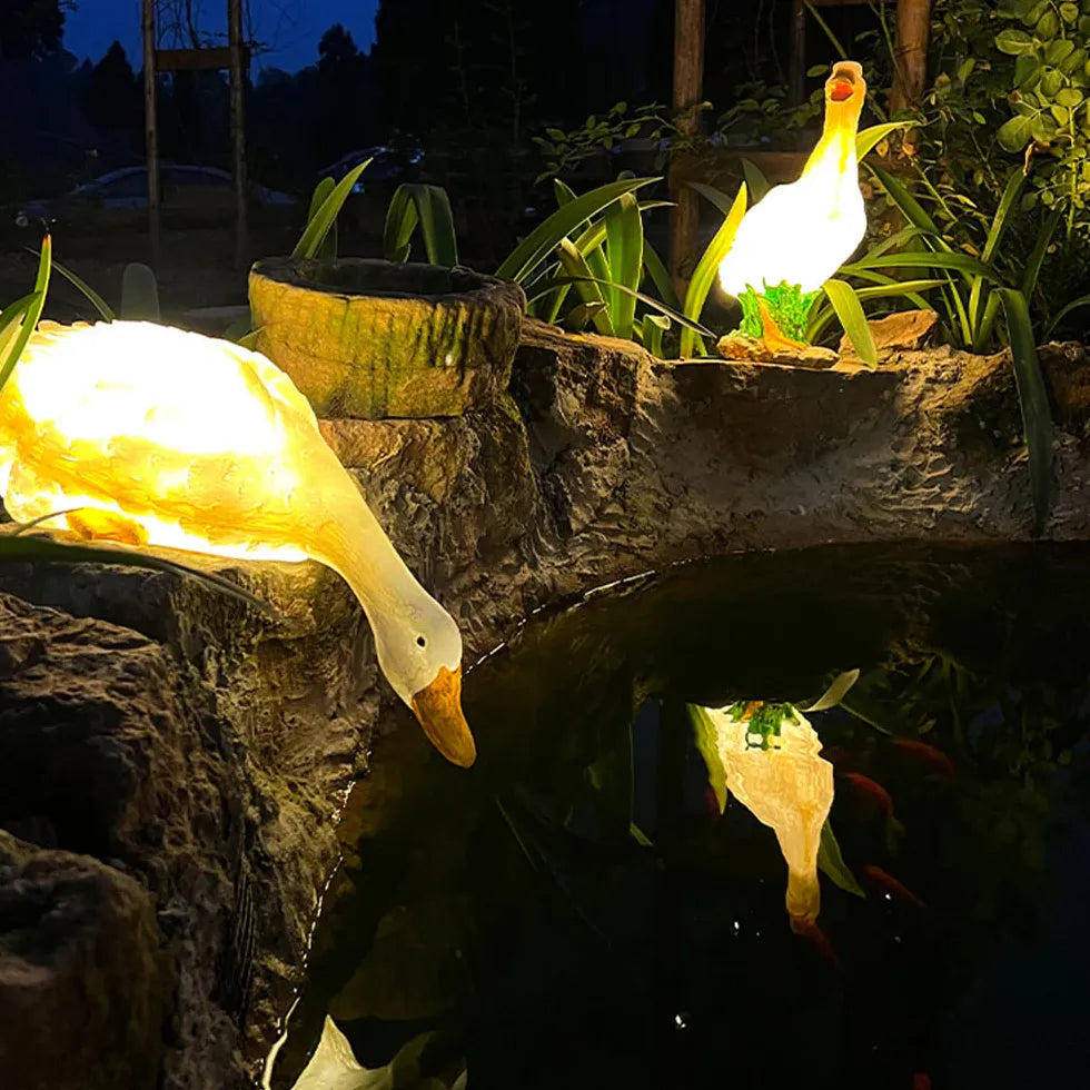 Animal Duck Goose Landscape Decoration Floor Lamp