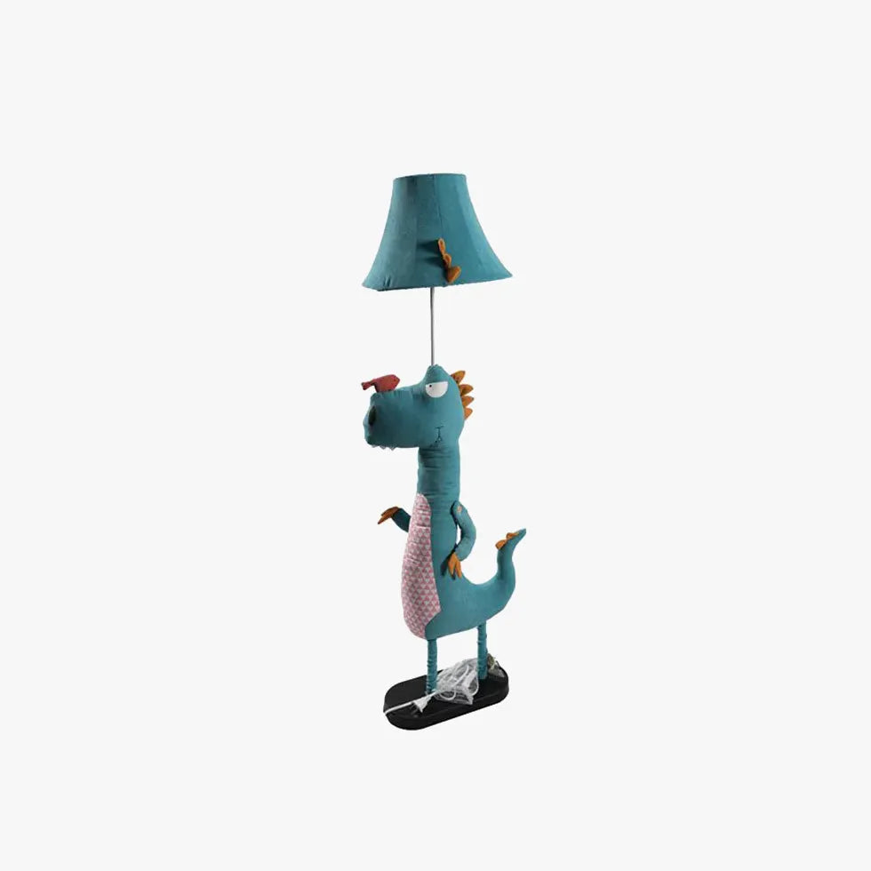 Cartoon dinosaur bleu et rose lampadaire