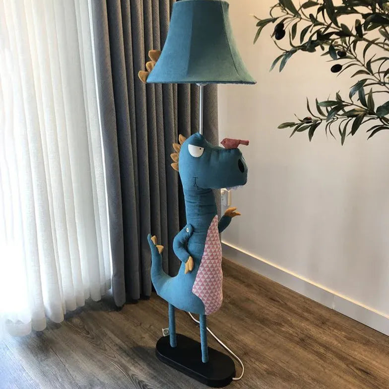 Cartoon dinosaur bleu et rose lampadaire