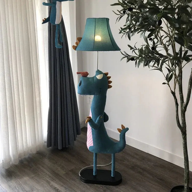 Cartoon dinosaur bleu et rose lampadaire