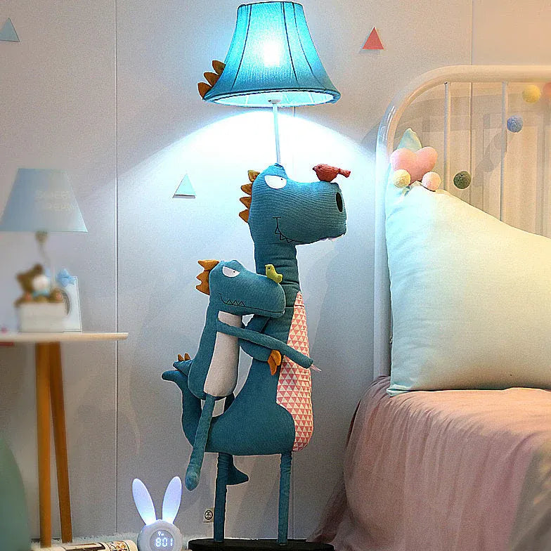 Cartoon dinosaur bleu et rose lampadaire