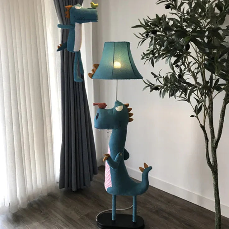 Cartoon dinosaur bleu et rose lampadaire