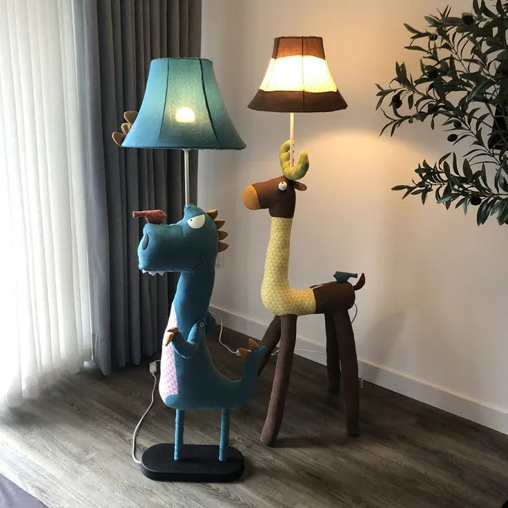 Cartoon dinosaur bleu et rose lampadaire