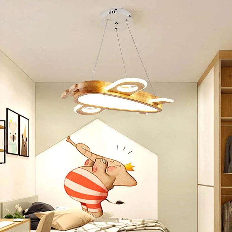 Hanging Aircraft Bedroom Wooden Pendant Light