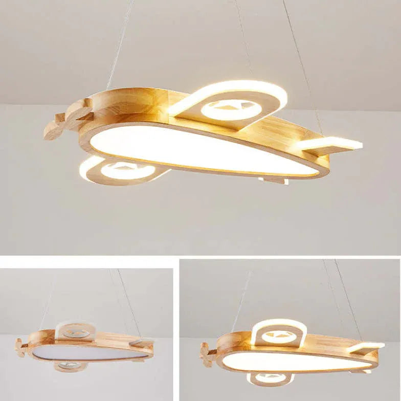 Hanging Aircraft Bedroom Wooden Pendant Light