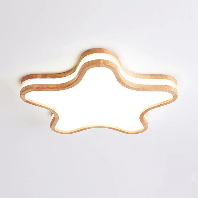 Plafonnier LED Lune en Bois Blanc Chaud