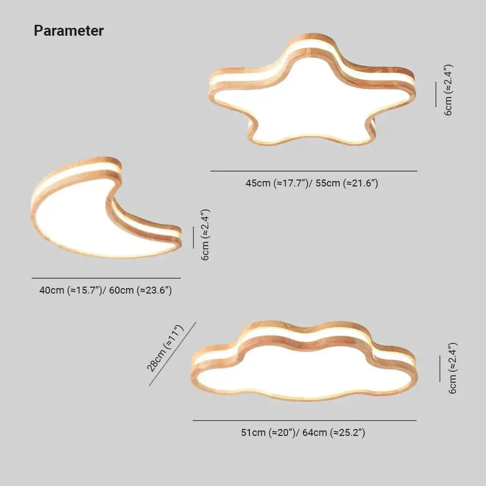 Plafonnier Led Lune En Bois Blanc Chaud - Clowas.fr