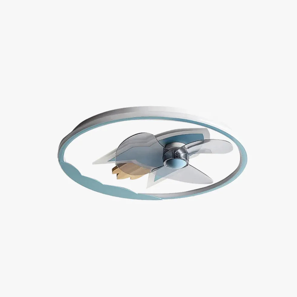 Round Aircraft Modern Ceiling Fan With Light