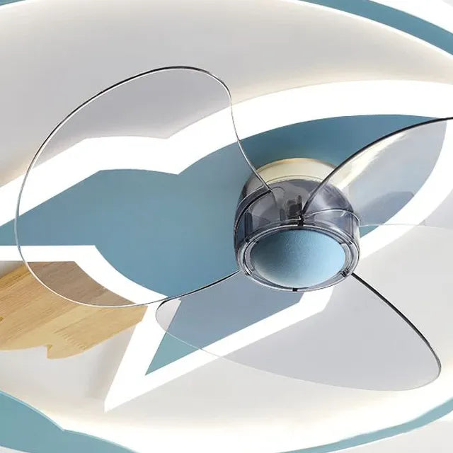 Round Aircraft Modern Ceiling Fan With Light