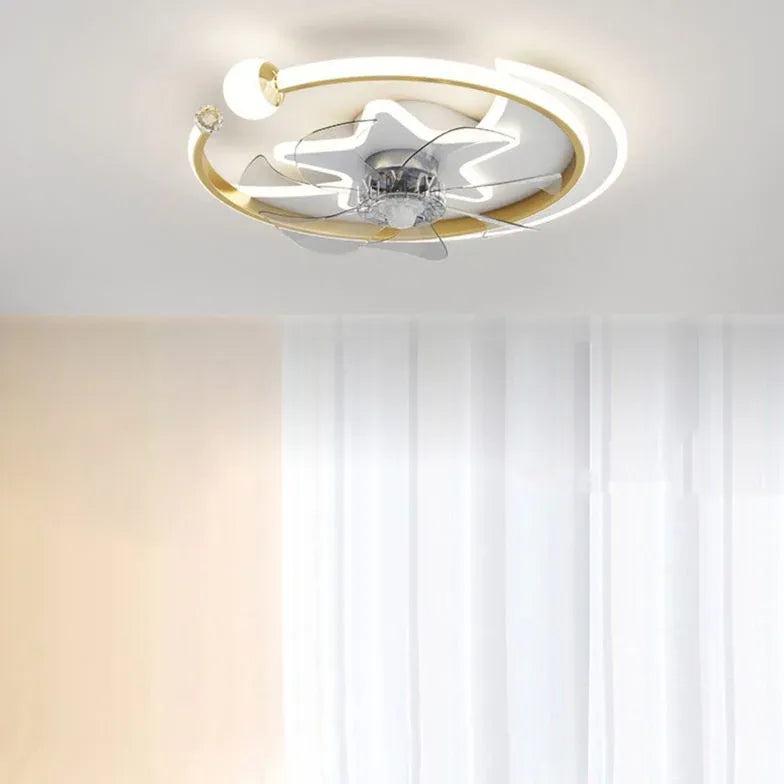 Star Ring Bedroom Ceiling Fan With Light