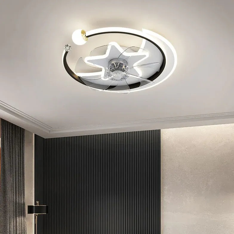 Star Ring Bedroom Ceiling Fan With Light