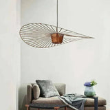 Suspension LED Noire Minimaliste en Tissu Chapeau pour Salon