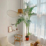 Suspension LED Noire Minimaliste en Tissu Chapeau pour Salon