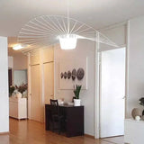 Suspension LED Noire Minimaliste en Tissu Chapeau pour Salon