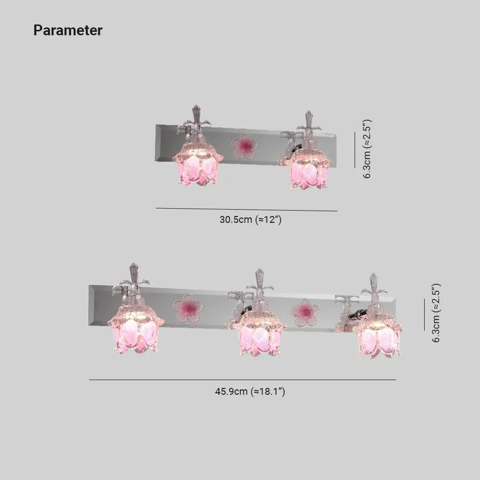 Miroir éclairage salle de bain LED rose