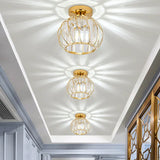 Lantern Iron Frame Crystal Flush Ceiling Lights