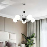 Adjustable White Glass Modern Chandelier