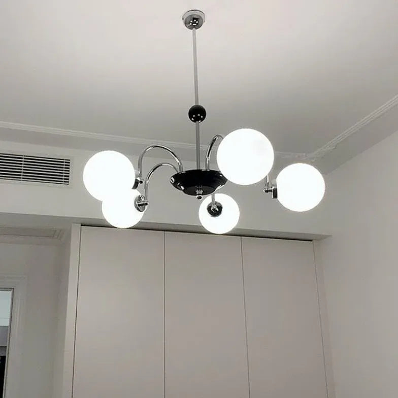 Adjustable White Glass Modern Chandelier