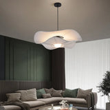 Flowing Curves White Fabric Pendant Light