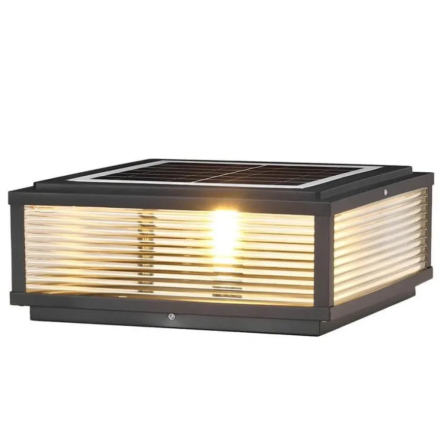 Lampe Solaire LED Moderne Pour Pilier de Portail, Carrée Noire IP65