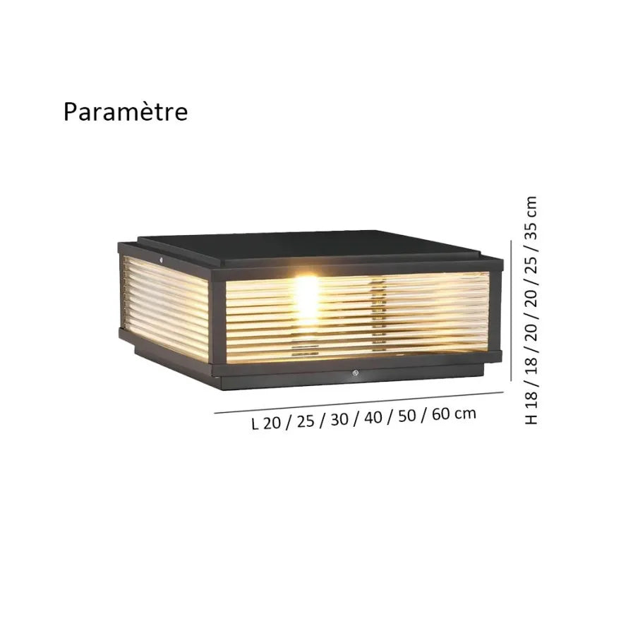 Lampe Solaire LED Moderne Pour Pilier de Portail, Carrée Noire IP65