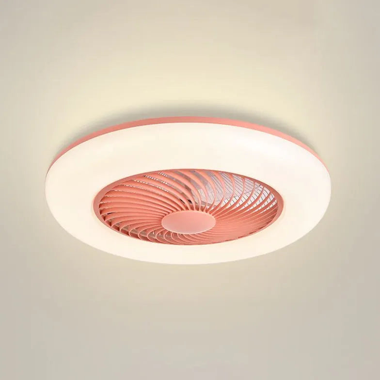 Ventilateur de plafond moderne invisible rose avec lumière