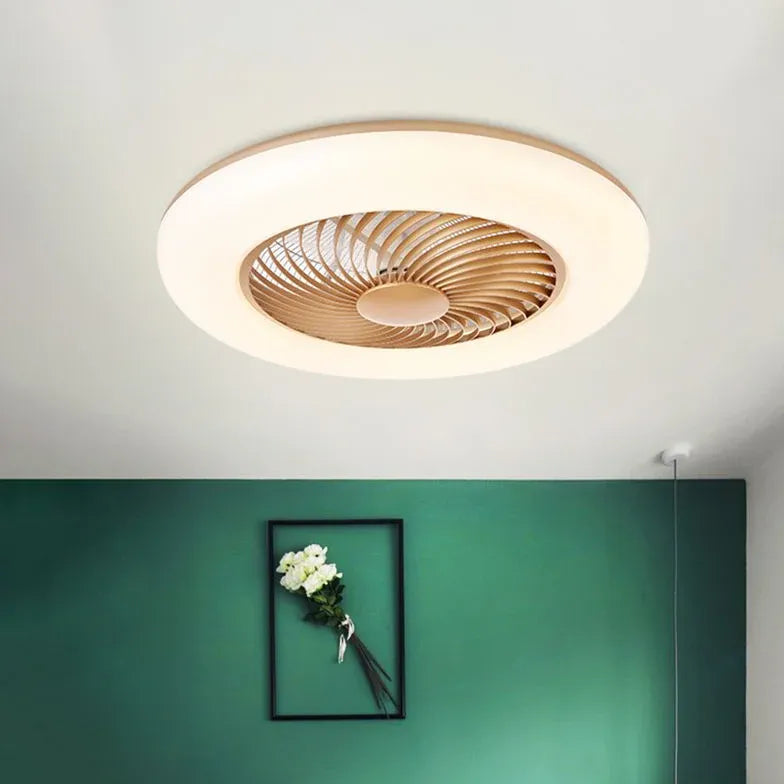 Ventilateur de plafond moderne invisible rose avec lumière