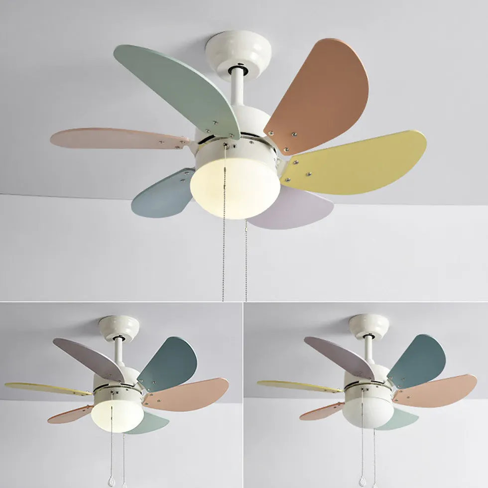 Six Leaves For Living Room Ceiling Fan With Light