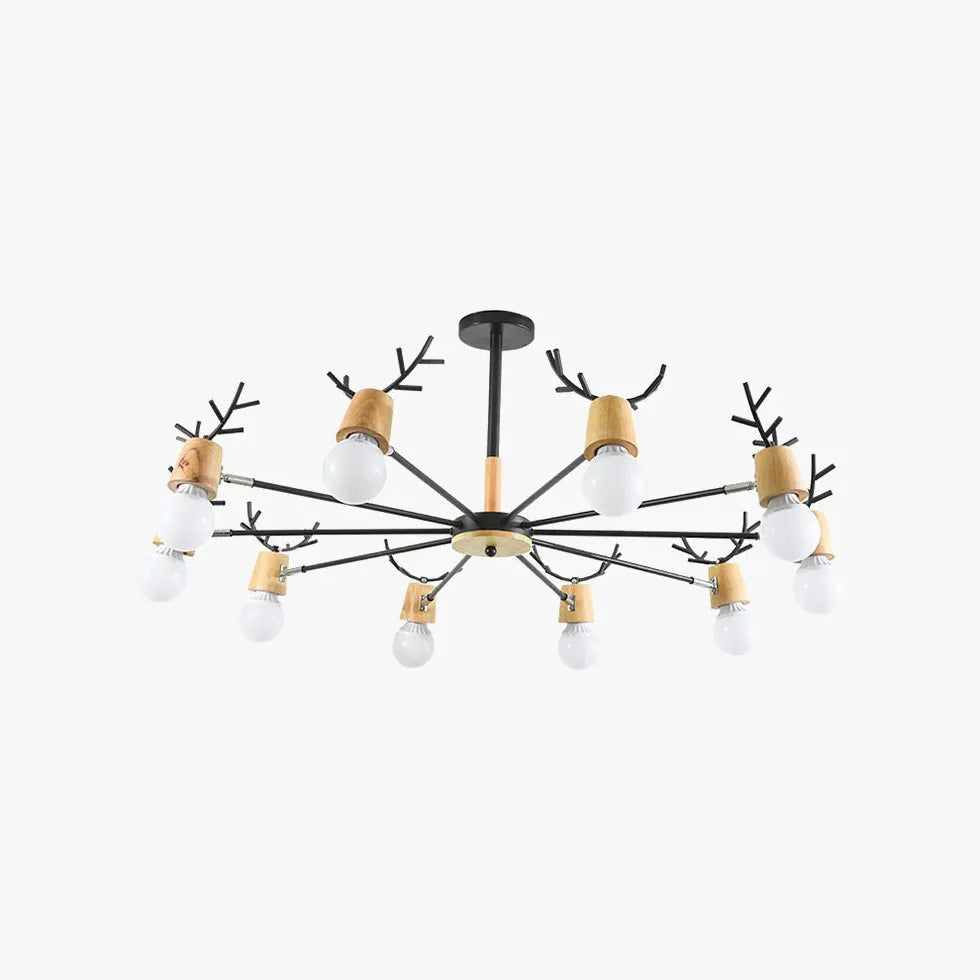 Chandelier en bois à tête multi-armés