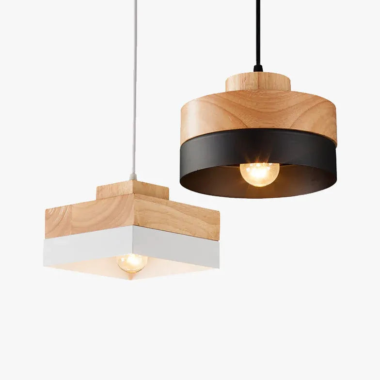 Geometric Wood Kitchen Pendant Light